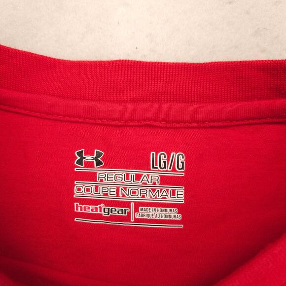 Under Armour Casual Crew Neck Short Sleeve Graphic T Shirt Mens Size L Red - Picture 3 of 9